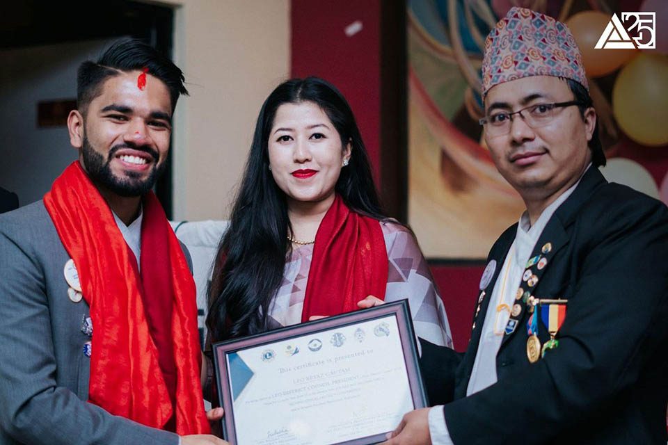 Celebrating Acers : Reyaz Gautam, a BBA semester V student, selected as the District President of Leo District Council 325E
